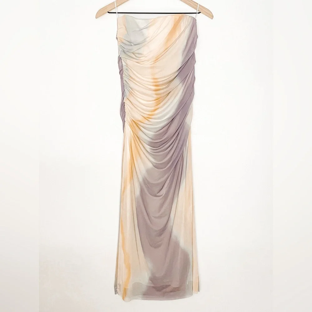 ZARA WOMAN NWT SS23 STRAPLESS PRINTED TULLE DRESS 7753/418 285/015 - Picture 2 of 9